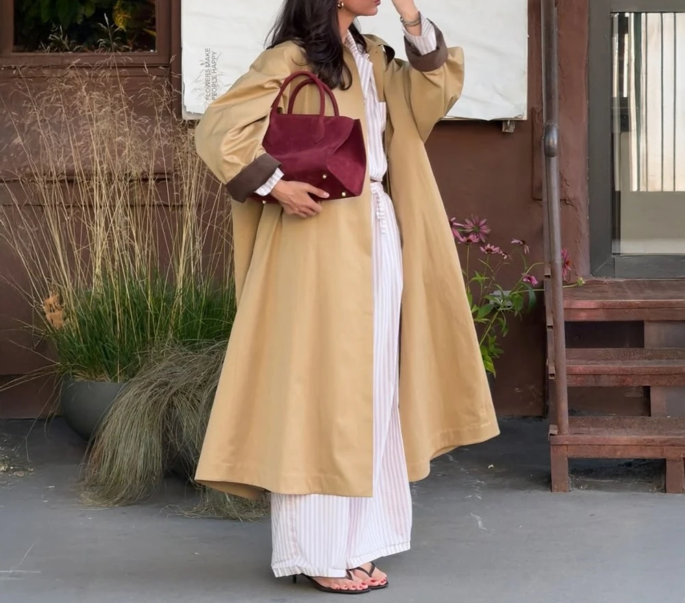 レディースシンプルロングトレンチコート2025秋冬ラペルシングルブレストトレンチコート純綿ゆったりレディーストレンチコート