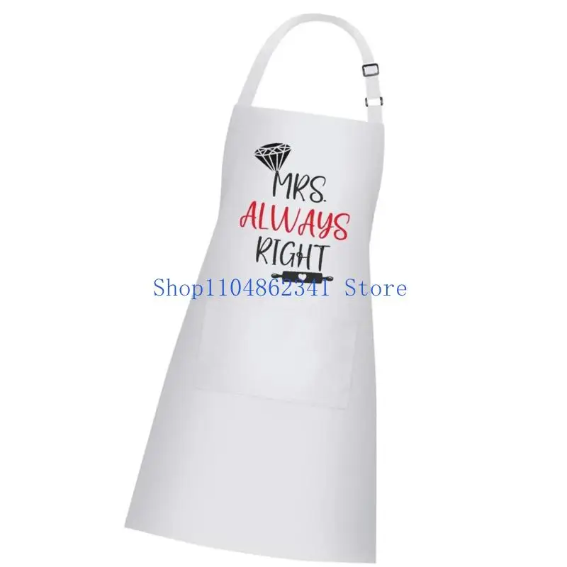 5asd MR & Mrs Design Parejas Delantales cocina Mezcla poliéster Lazos cintura ajustables Protección contra derrames