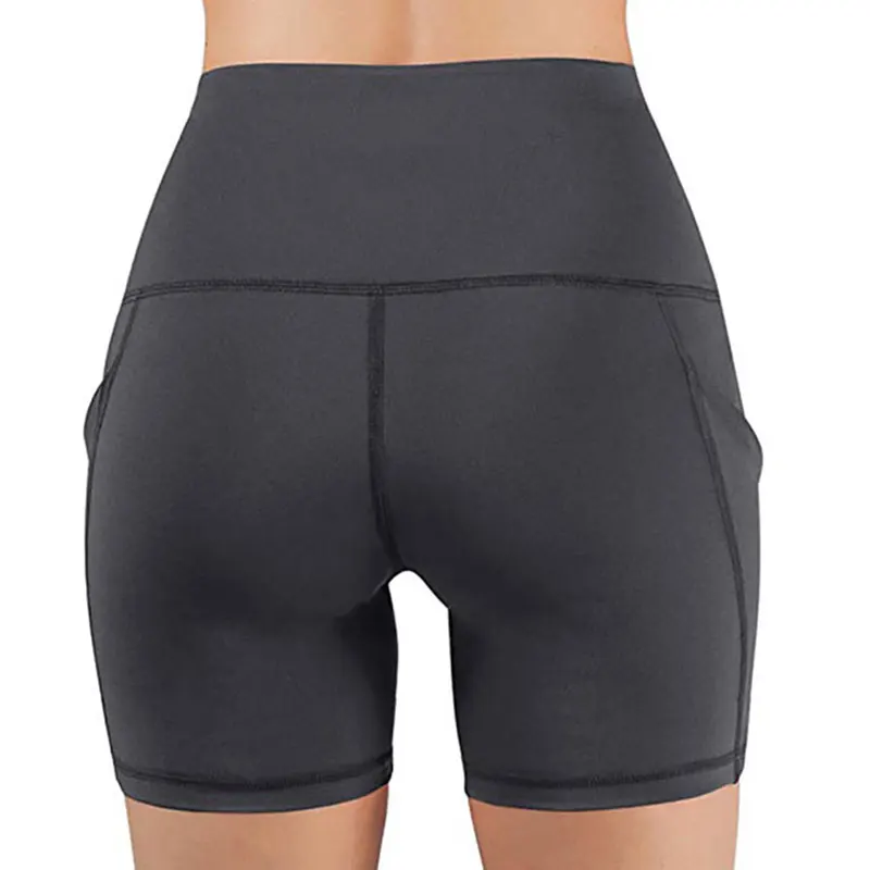 Women High Waist Hip Lifting Shorts Pocket Yoga Short Pant Workout Running Stretch Fitness Athletic Sports Yoga Leggings