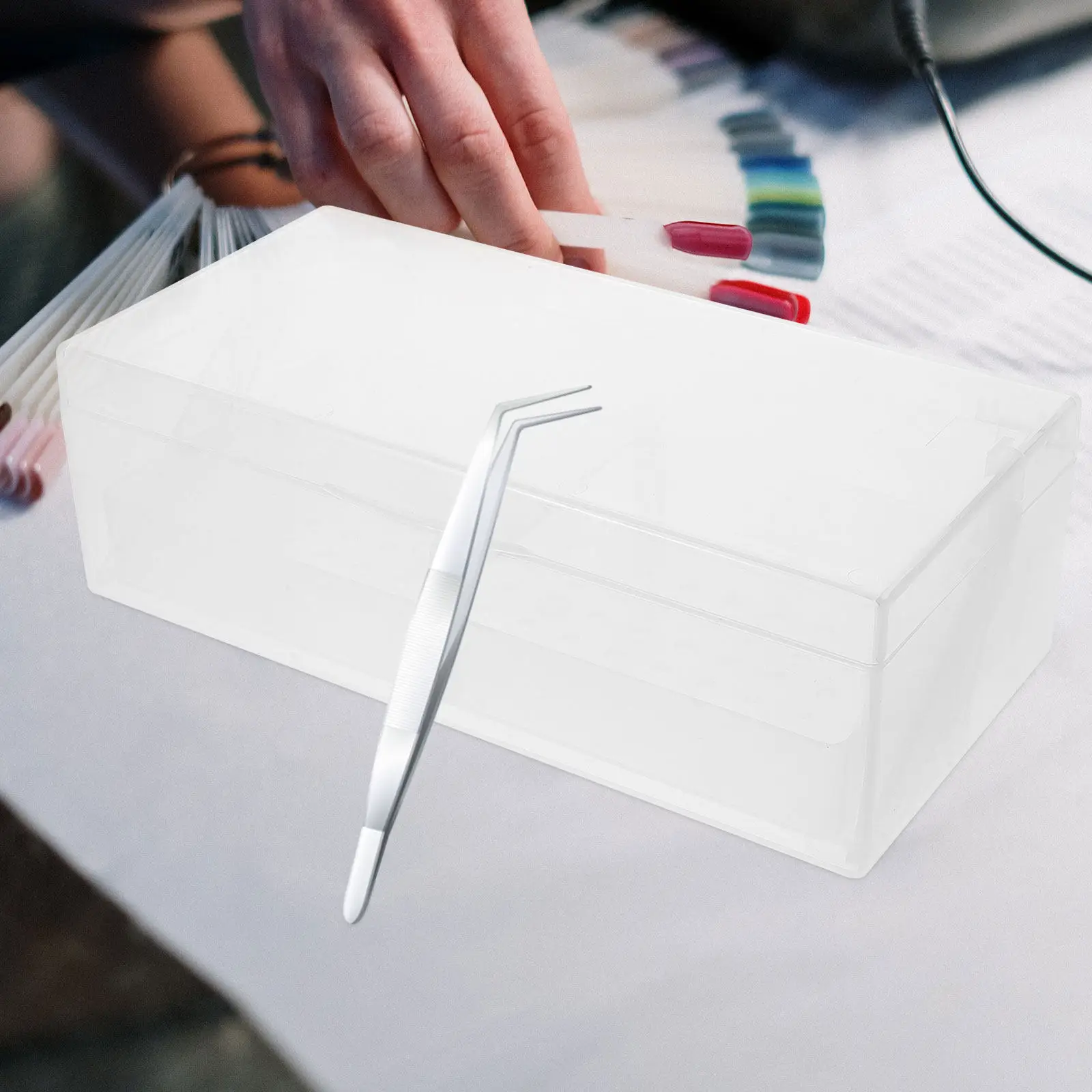 

Clear Double Layer Manicure Tool Organizer Box Durable Plastic Nail Art Tools Cleaner Case For Salon Home Use Container