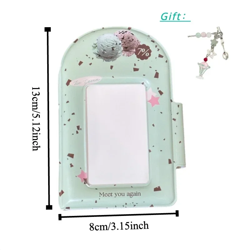 Original Design Cute Summer Ice Cream Mini Photo Album with Chain 3 Inch Photo Card Binder for Kpop Idol Pictures Girls Fashion