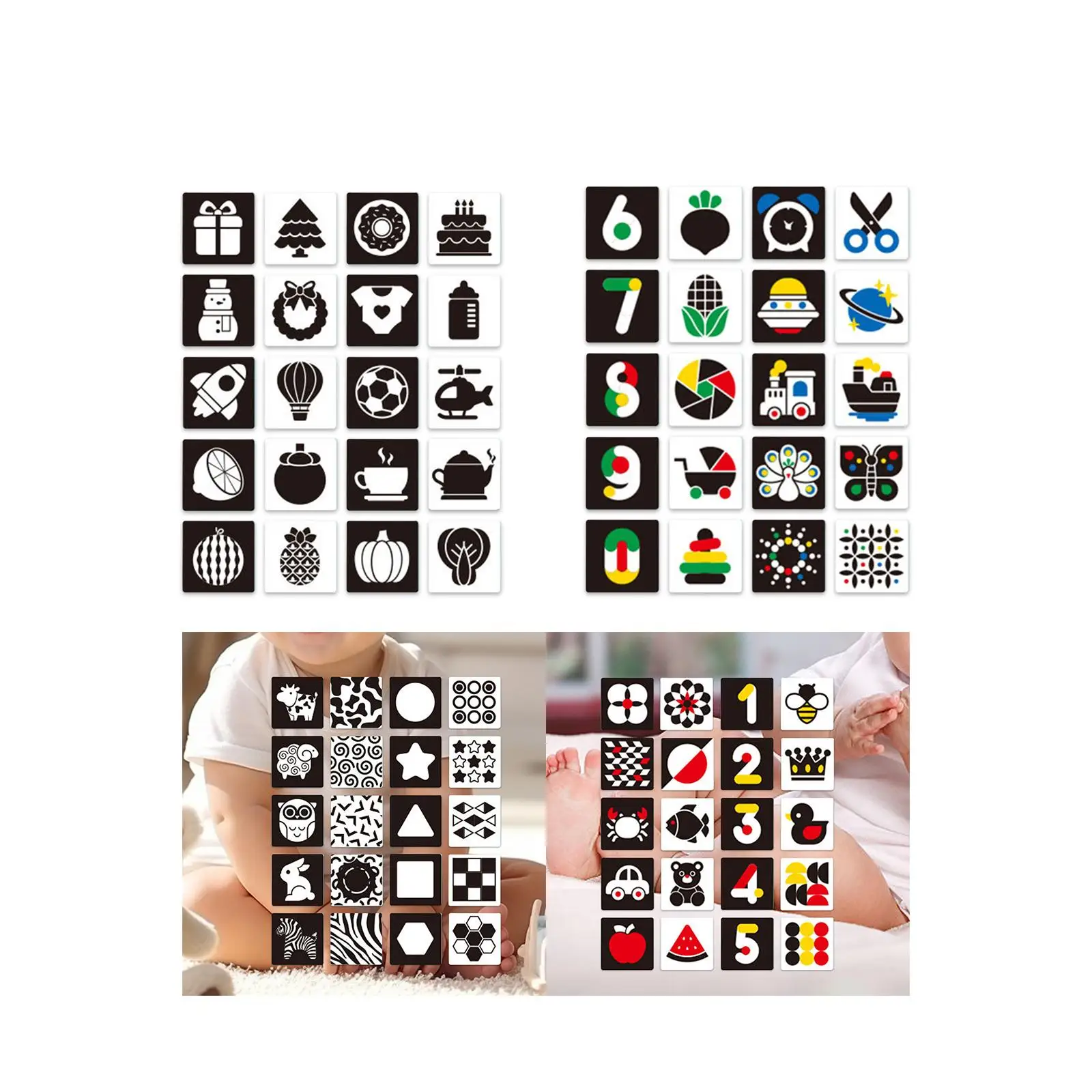 Cartes de contraste pour bébé Flashcard à contraste élevé, cartes de simulation visuelles de tri des couleurs portables pour la Concentration préscolaire