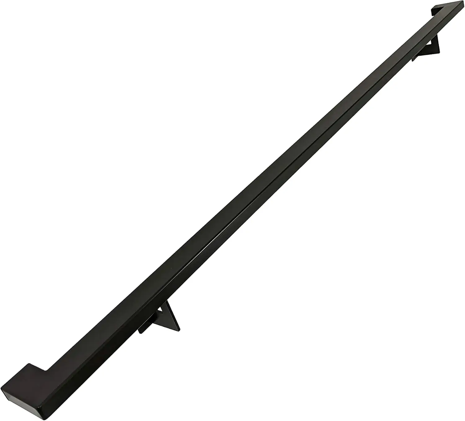 Contemporary Aluminum Complete Handrail Grab Bar Set, Brackets Included, Black Powder Coated Finish (4 Foot Handrail Set)