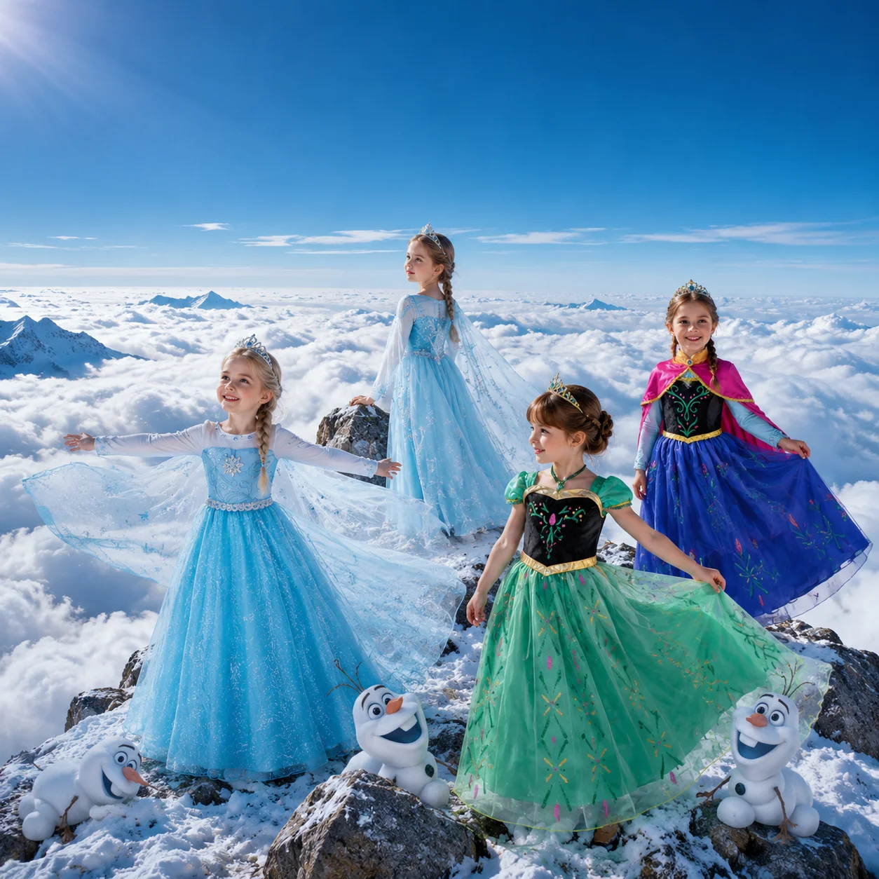Elsa Anna Sparkle Snow Queen Princess Dress for Girls Halloween Christmas Birthday Carnival Cosplay Outfit Kids 2-8Y