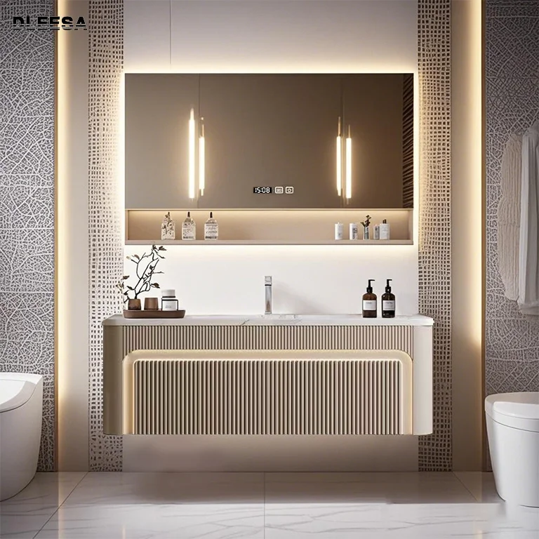 

Modern Latest Bathroom Vanity Units With Sink Cabinet Wall Hung Waterproof Bathroom Cabinet Set