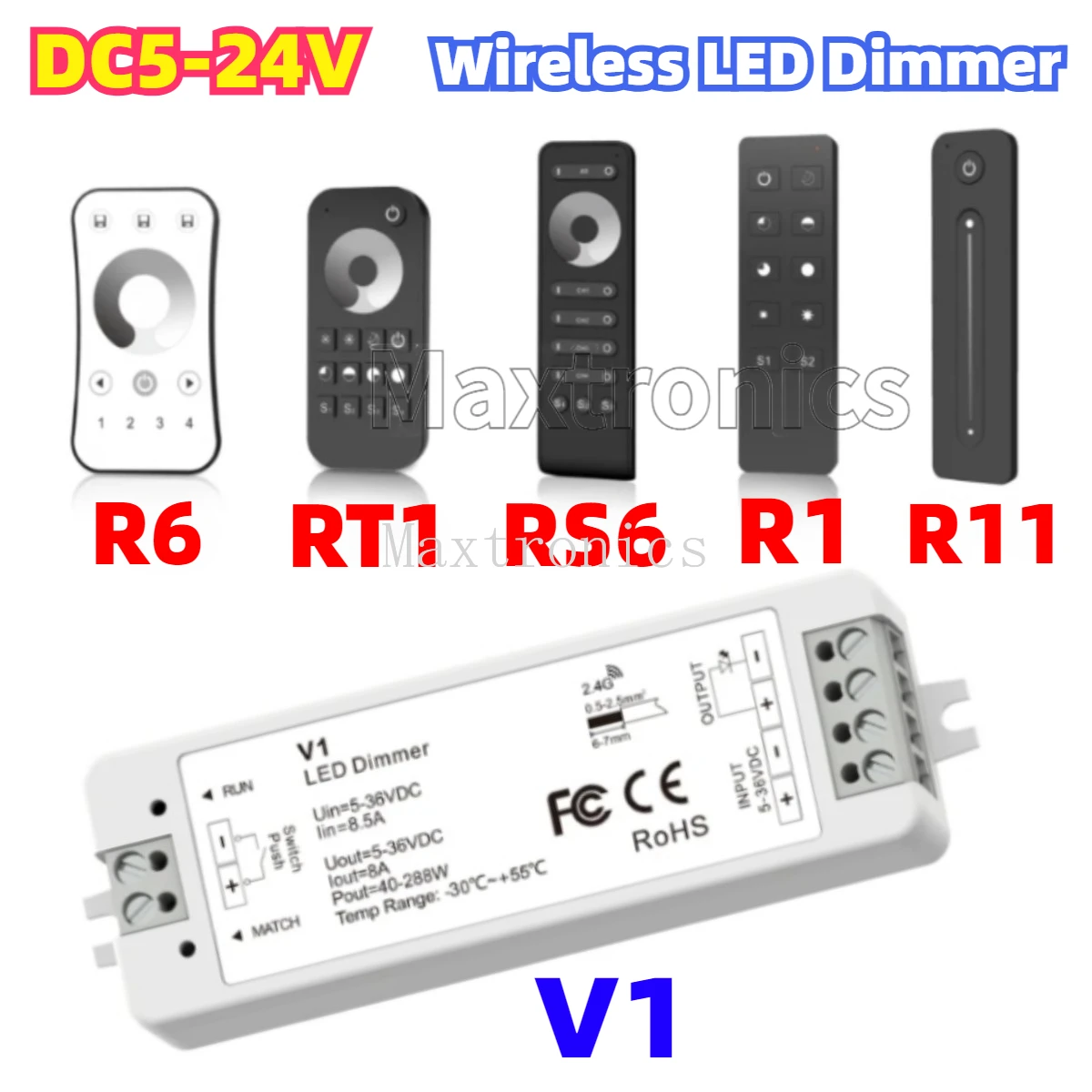 DC5-24V 8A PWM Wireless LED Dimmer V1 Controller Interruttore/Touch RF Remote per Singolo Colore COB 5050 3528 Dimmerabile HA CONDOTTO LA Luce di Striscia