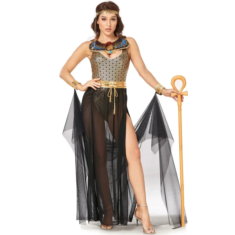 RT01 Costumi di Halloween Antico Egitto Faraone Egiziano Cleopatra Regina Costume Cosplay Abbigliamento per Donne e Gf1