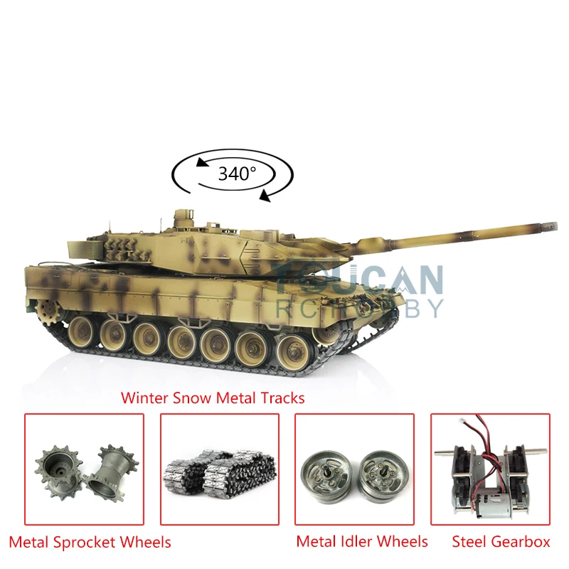 Tanque a control remoto HENG LONG para niños, 1/16, Leopard2A6, 7,0 pistas de Metal con gomas, juguetes Panzer a control remoto, TH17652-SMT4, 3889