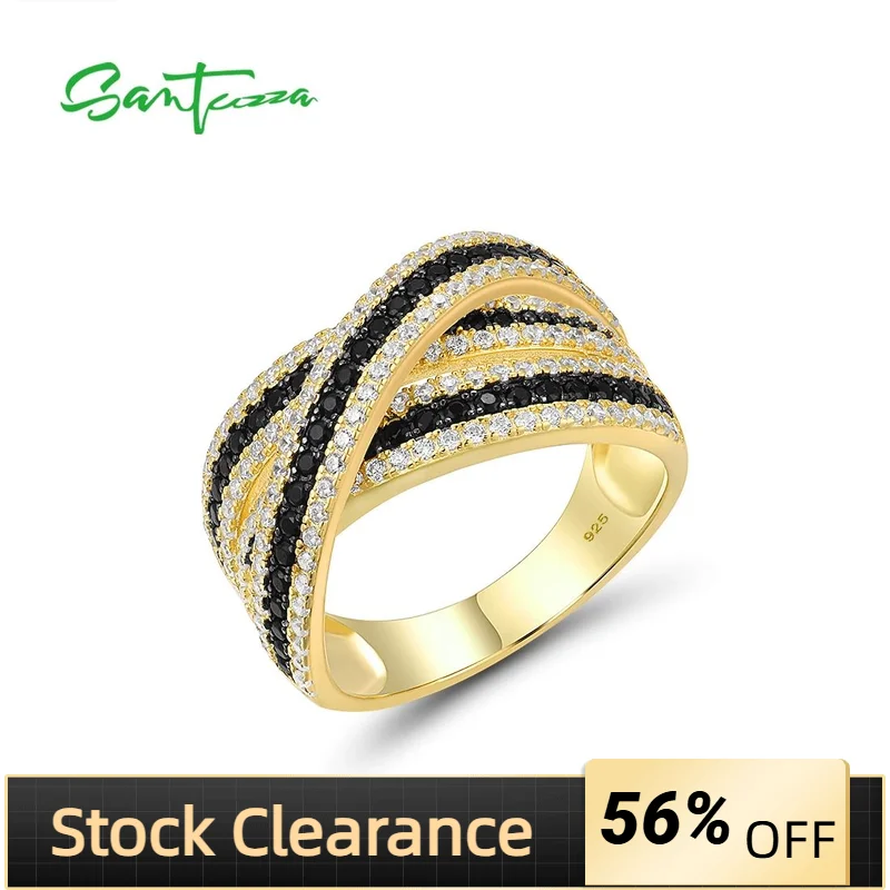 

Женское серебряное кольцо SANTUZZA, из серебра 925 пробы с черной шпинелью и белым кубическим цирконием, великолепные ювелирные украшения