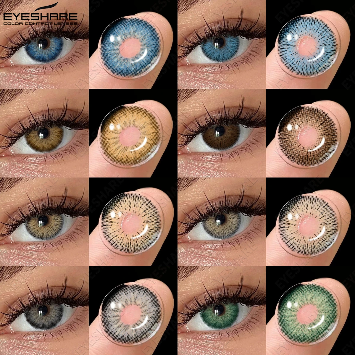 EYESHARE Fashion Color Contact Lenses for Eyes Chocolate Contact Lenses Beauty Eye Makeup Blue Lenses Yearly Gray Lens 2pcs/pair