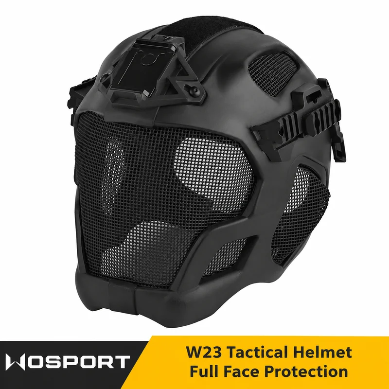 W23 Full Protection Tactical Helmet Breathable Steel Mesh CS Helmet with Adjustable Clasp Hunting Accessories