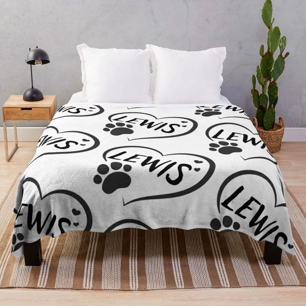 

Lewis in a heart with a paw, great gift for dog or cat owners Throw Blanket Polar Soft Beds for winter Summer Beddings Blankets