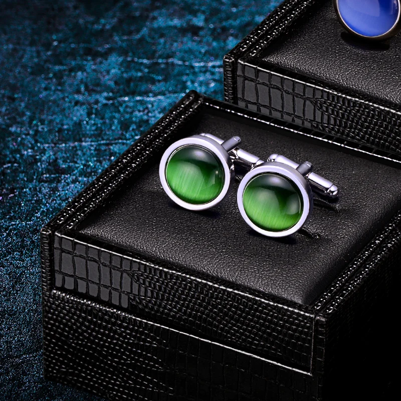KFLK jewelry for men\'s brand of high quality shirts cufflinks round green cufflinks fashion wedding gift button guests