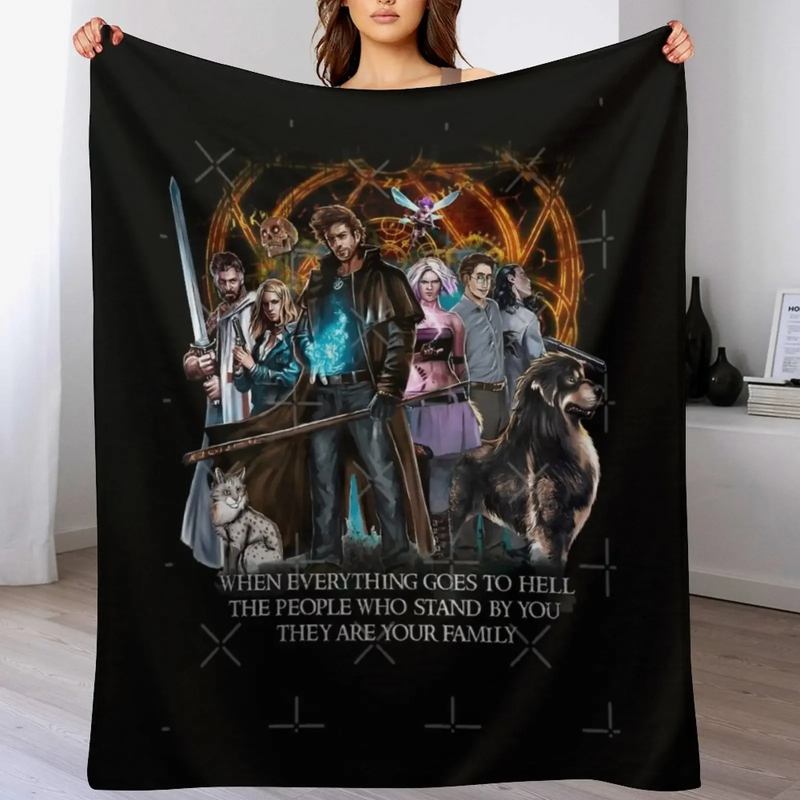

Harry Saving The World With Friends Dresden Files \t Throw Blanket Soft Solid Color Blanket for Couch Bed