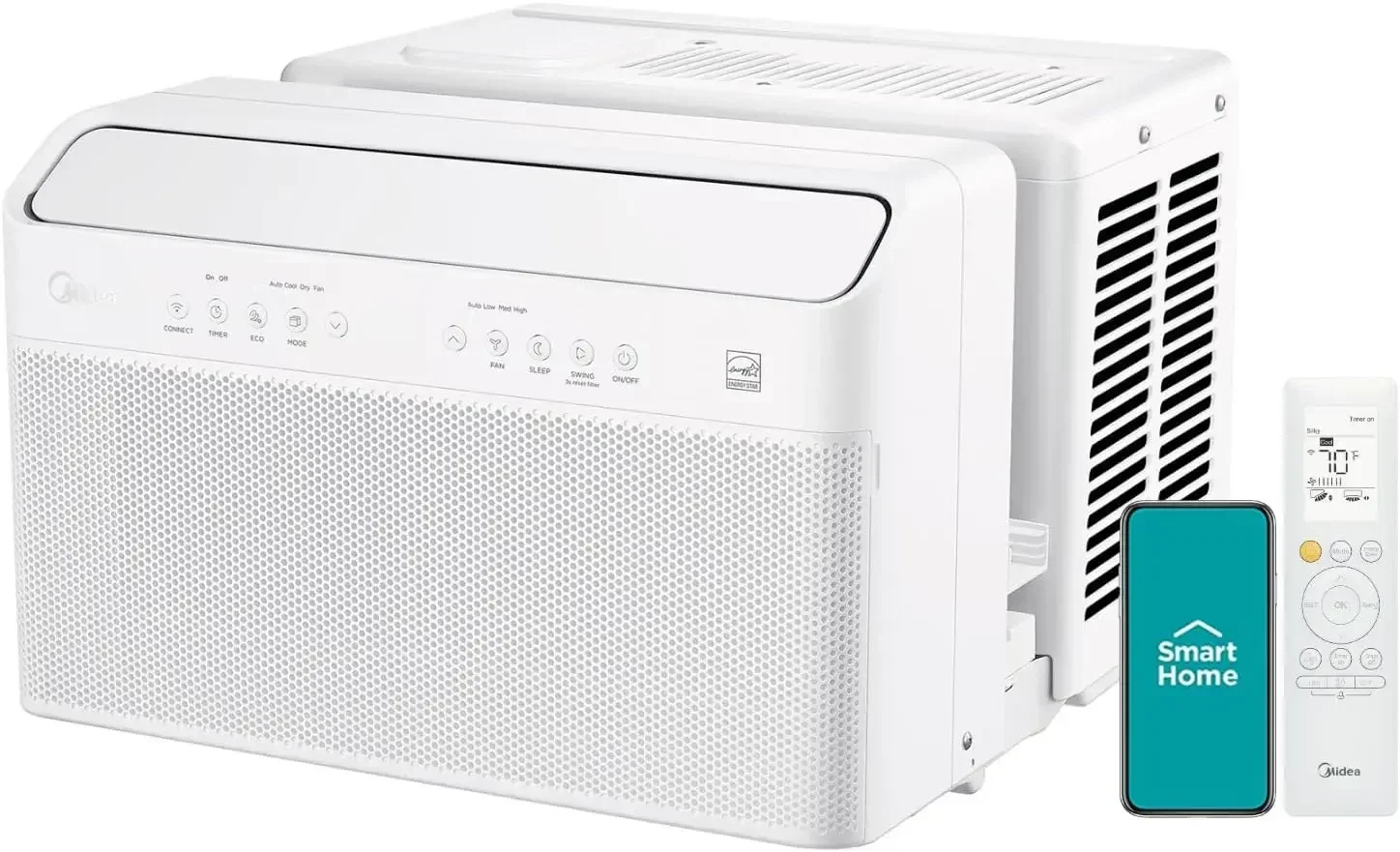 Condizionatore d'aria Inverter intelligente a forma di U da 8000 btu-raffredda fino a 350 mq. Ft. Ultra con flessibilità della finestra aperta 35% di risparmio energetico