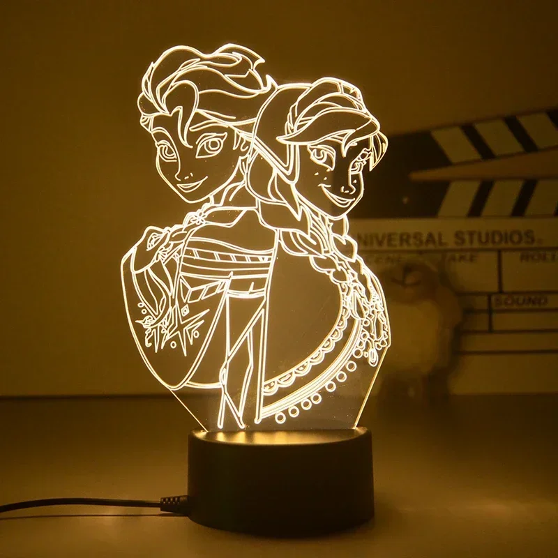 Cute Disney Princess Cartoon figure Night Light Fairy Tinkerbell 3D LED lampada da tavolo figura giocattoli lampada comodino Decor Gift