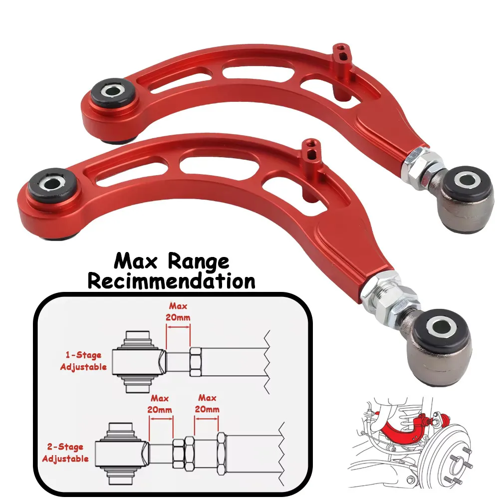 

Chassis Parts Pair Adjustable Rear Camber Arms Kit For 2016-2021 Honda Civic FC FK Control Arm & Ball Joint Assembly Red