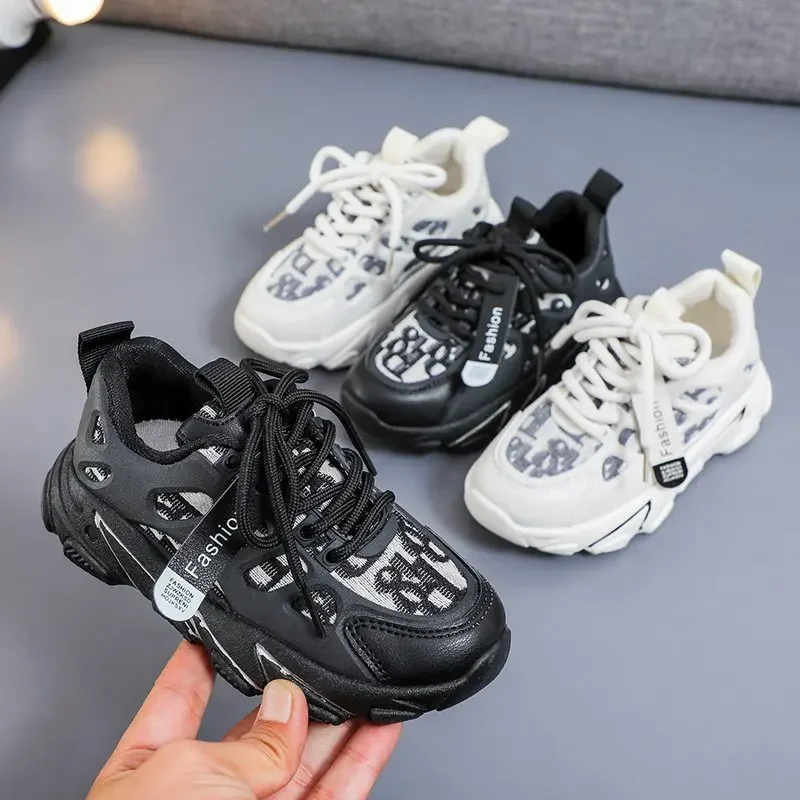 Sport Kids Mesh Sneakers Leather Anti-slip Fashion Shoes for Boys & Girls