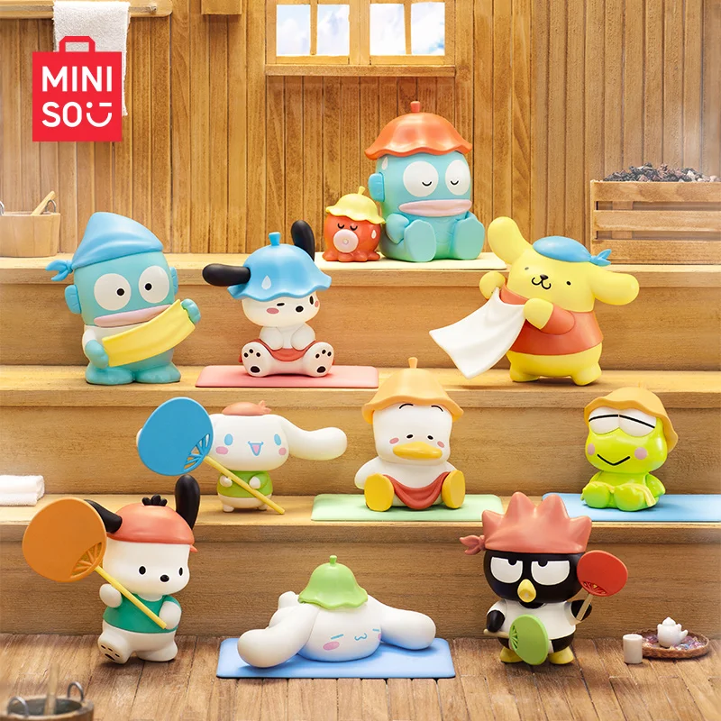 ของแท้ MINISO Sanrio ซาวน่าไอน้ํา Series กล่องตาบอด Pochacco ตุ๊กตาเดสก์ท็อปการ์ตูน Cinnamoroll น่ารักของเล่นเครื่องประดับของขวัญวันเกิด