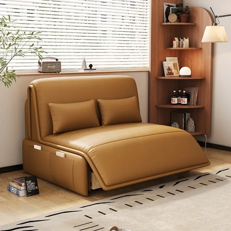 Electric sofa bed multi-functional dual-purpose foldable study bedroom push-pull retractable storage light luxury modern single