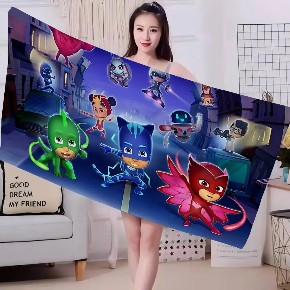 Cartoon PJ M-Masks Microfiber Printed Beach Towel Mountain Climbing Yoga Beach Swimming Running Absorbent Soft Towel