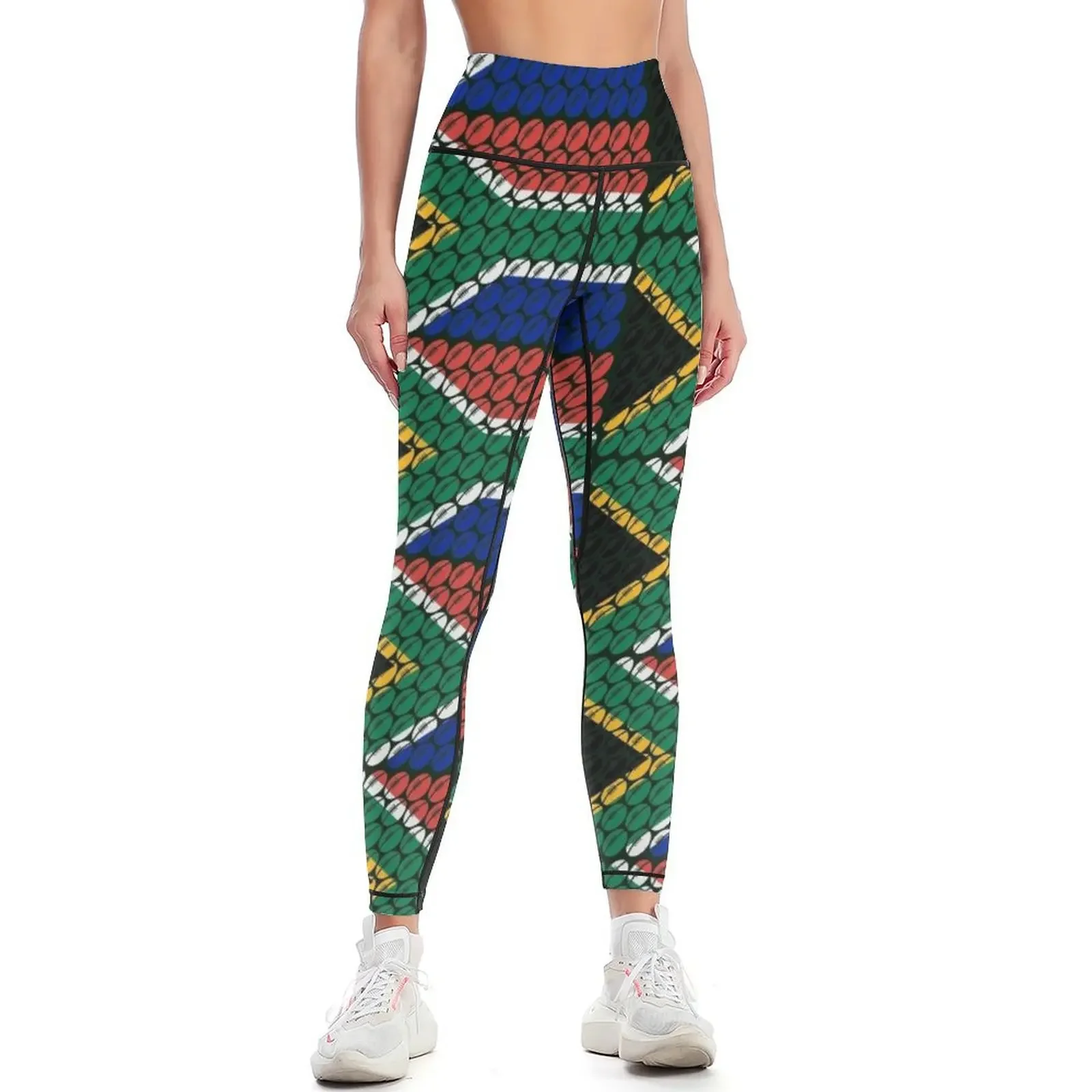 

South Africa Flag Rugby Ball Pattern Leggings push up tights for Women sportwear Womens Leggings