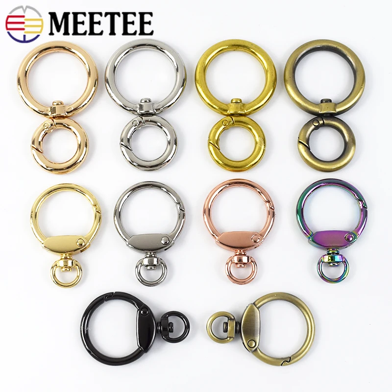 Meetee 5/10Pcs 23/25mm Metal O Ring Buckles Keychain Spring Hook Buckle DIY Bag Decoration Hanging Jewelry Crafts Accessories