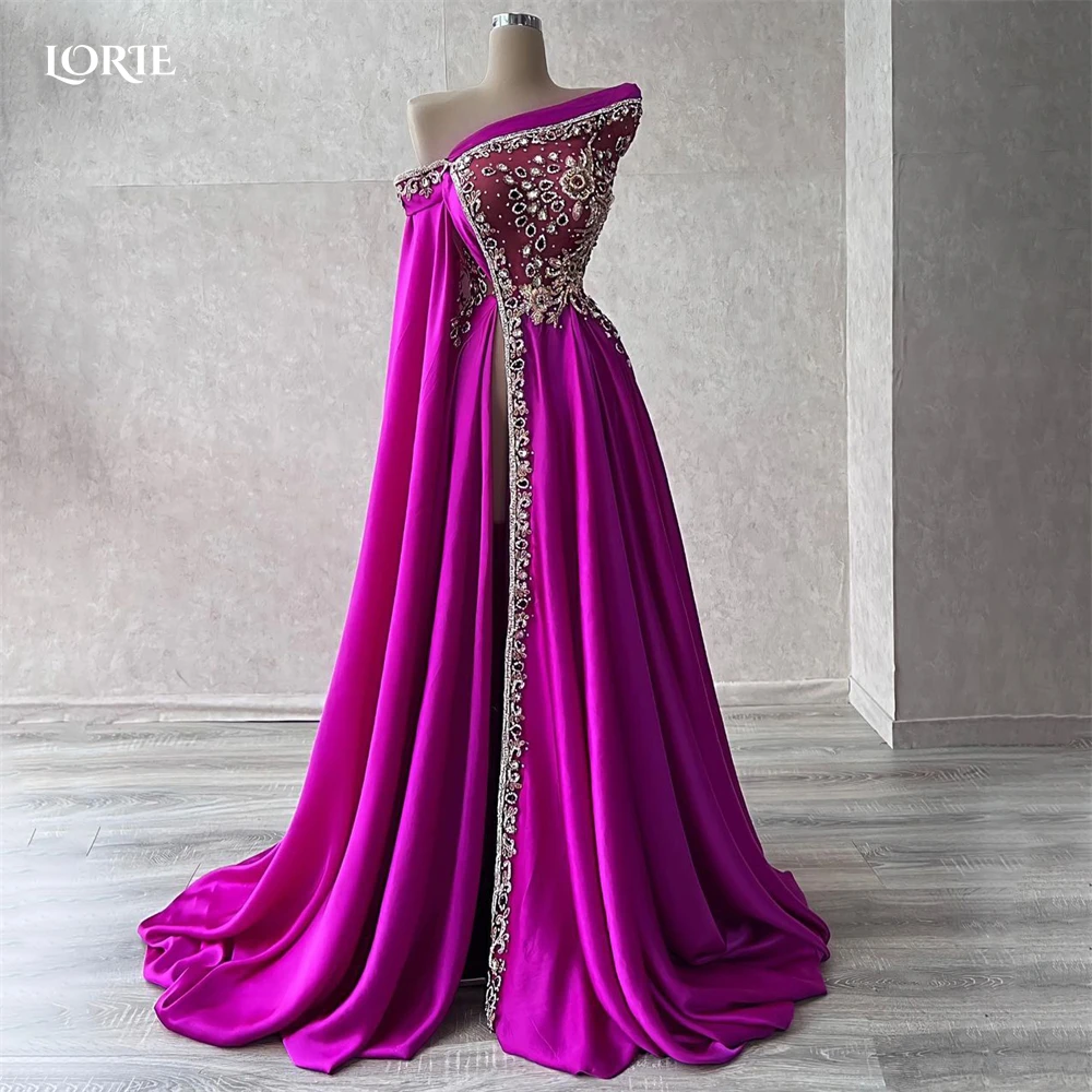 LORIE Vintage Formal Evening Dresses One Shoulder Side Slit Beadings Prom Dress Dubai Arabia Party Gowns robe de soirée femme
