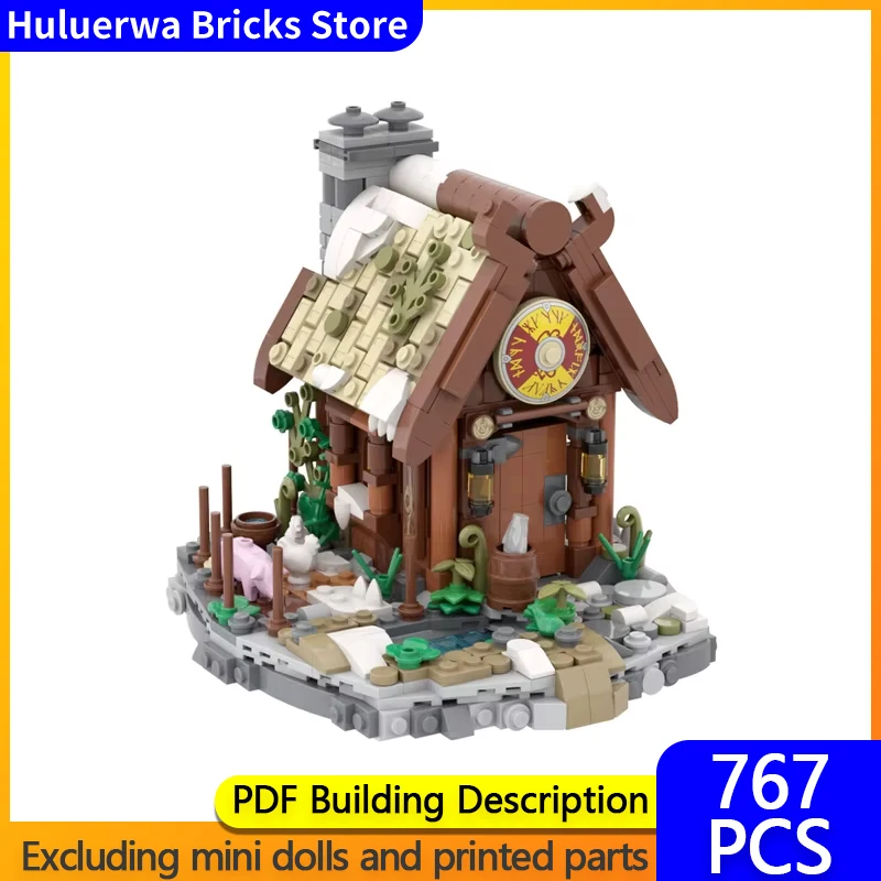 Briques de construction MOC Street View pour enfants, modèle de ferme viking, maison en bois, cadeaux technologiques modulaires, assemblage de vacances, jouets imbibés