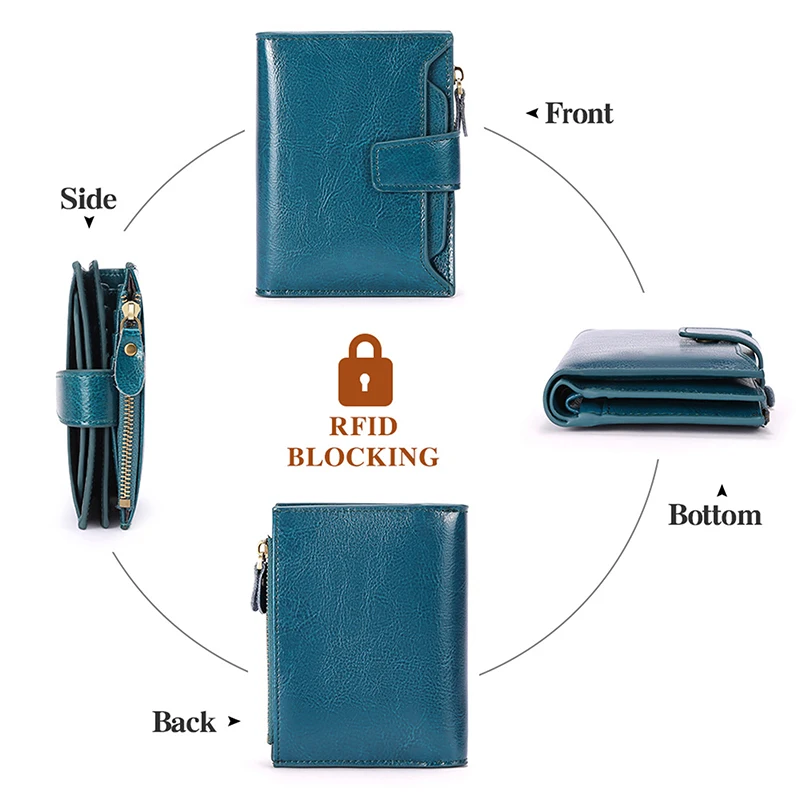 Women's Genuine Leather Short Wallet with Zipper - Kpop Style Coin Pocket & Card Holder, Slim Fashion Purse for Ladies