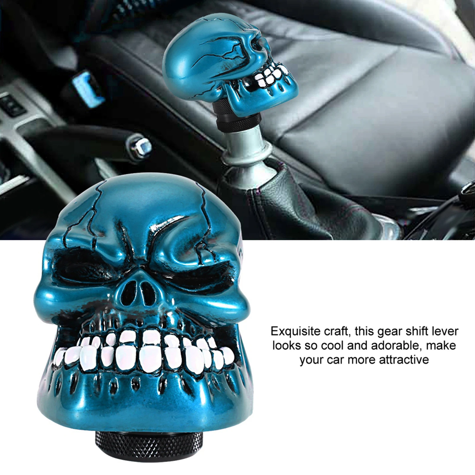 Skeleton Skull Head Car Modified Gear Shift Knob Stick Lever Shifter Universal