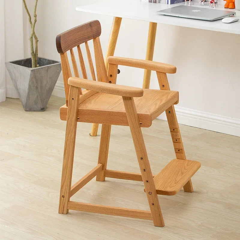 Study Chair Solid Wood Red Oak Child Seat Growth Chair Lifting Desk Stool Student Chair