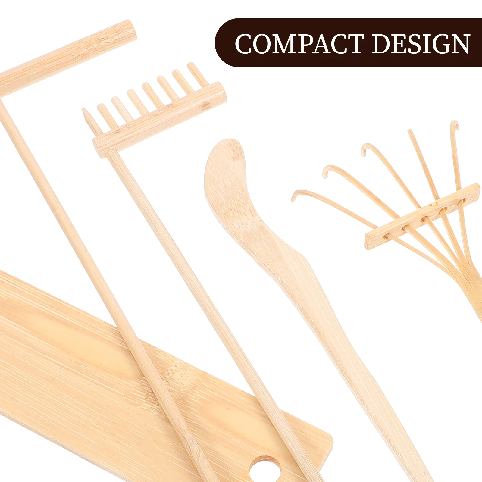 

5pcs Bamboo Rake Set for Sand Painting Mini Zen Garden Tools Crafting Accessories Easy Storage Carry Japanese Style