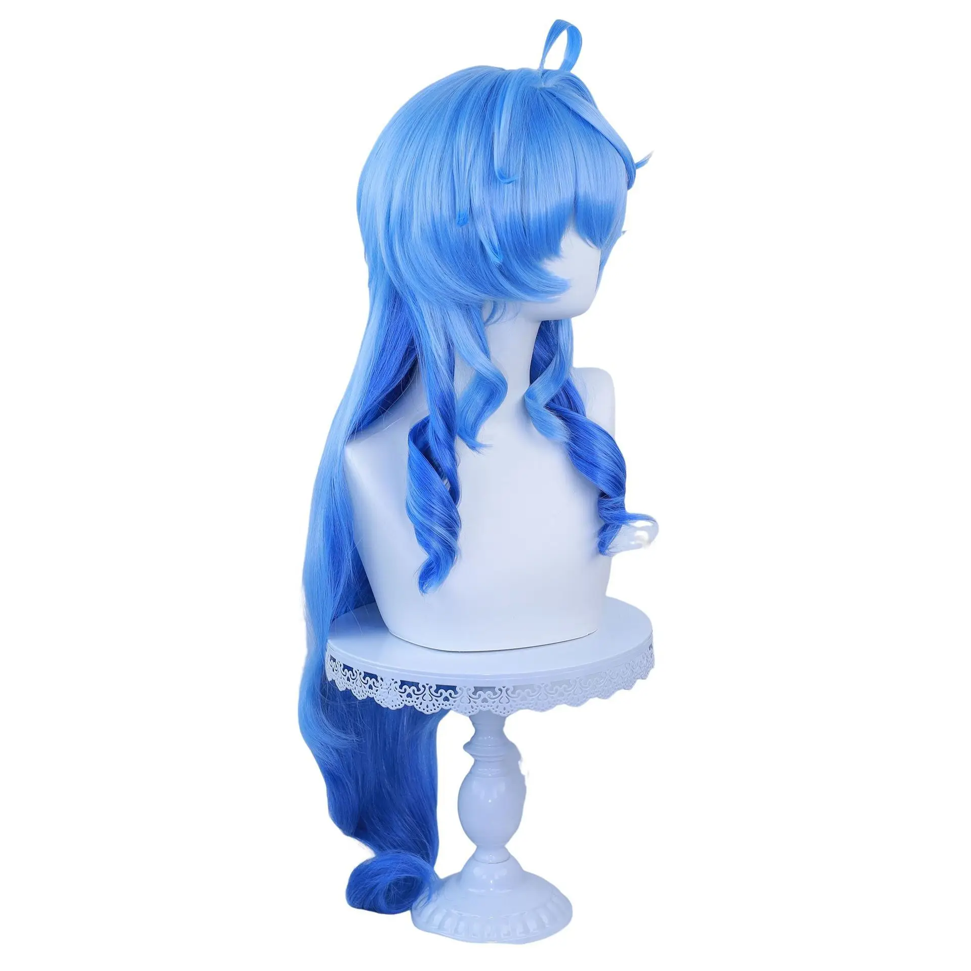 Cosplay Wig For Ganyu From Genshin Impact In 2D Style With A Long Flowing Tail And Gradient Color Design