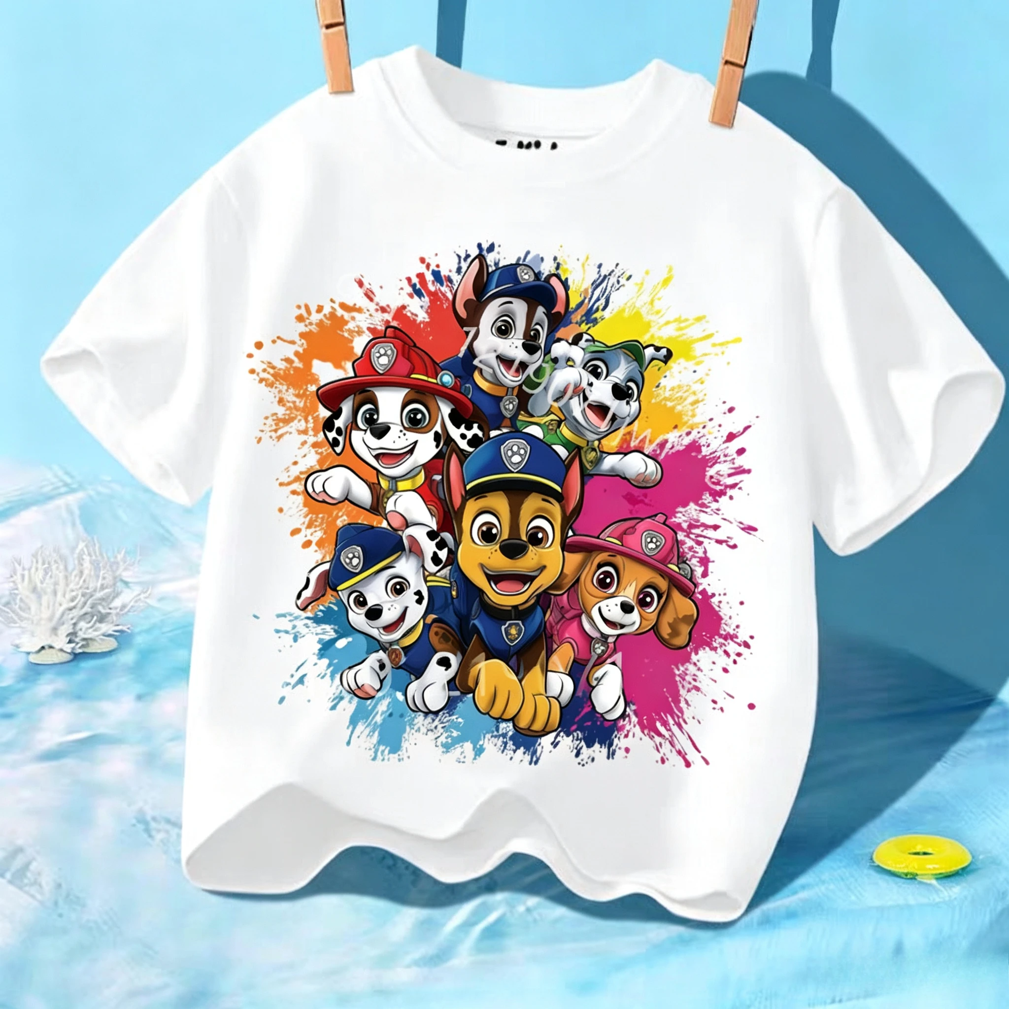 Summer Clothing Baby Boy - キッズ パウ・パトロール カートゥーン グラフィック ベビーTシャツ コットン