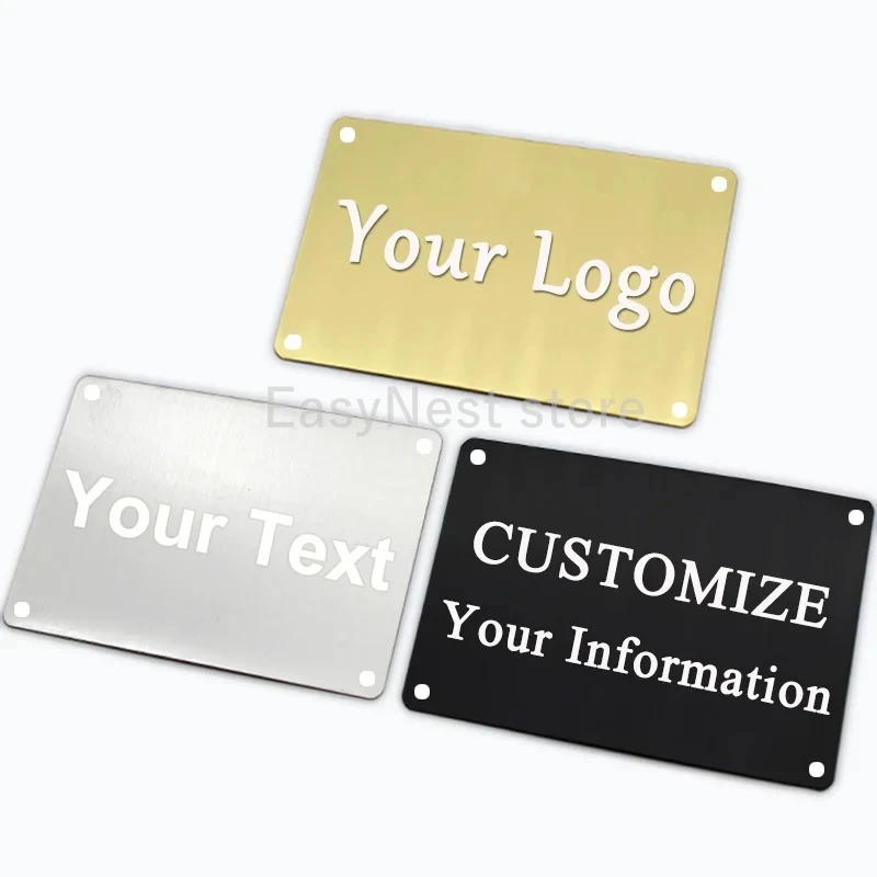 

Aluminium blank sheet Brooches Personalized Engraved Text Logo Business ID Plate Steel Metal Tag Plaque House Door Numberber