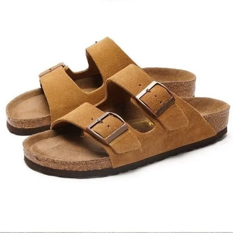 Classic Unisex Slippers For Men Comfortable Summer Cork Shoes Retro Belt Buckle Sandals Outdoor Plus Size 35-43 Beach Slippers