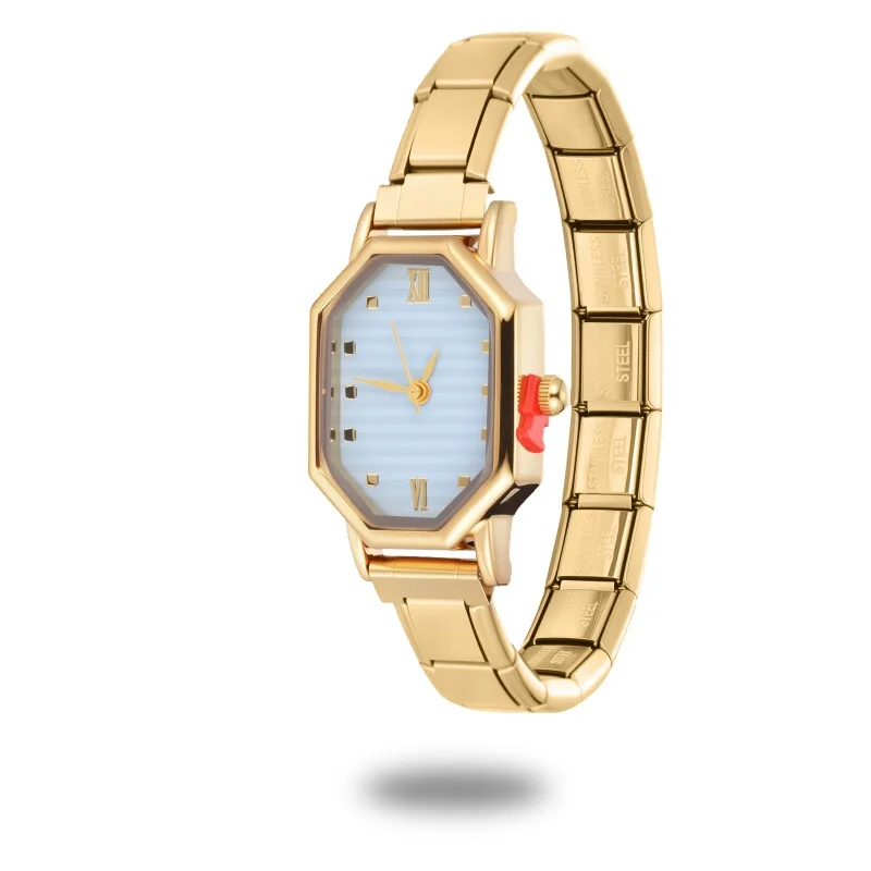 Y2K Colorful Stripes Watch Head 9mm Width Italian Charm Stainless Watch Bracelet Men Women's DIY Making Jewelry Gift Wholesale