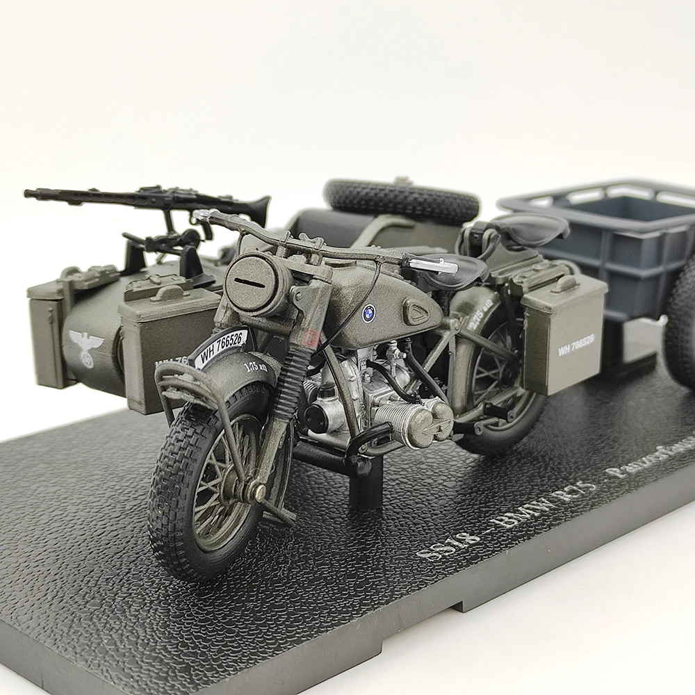 Diecast ATLAS 1/24 Bilancia Seconda Guerra Mondiale Tedesco BMW R75 Motocicletta a tre ruote Changjiang 750 Modello in lega Giocattolo da collezione Regalo