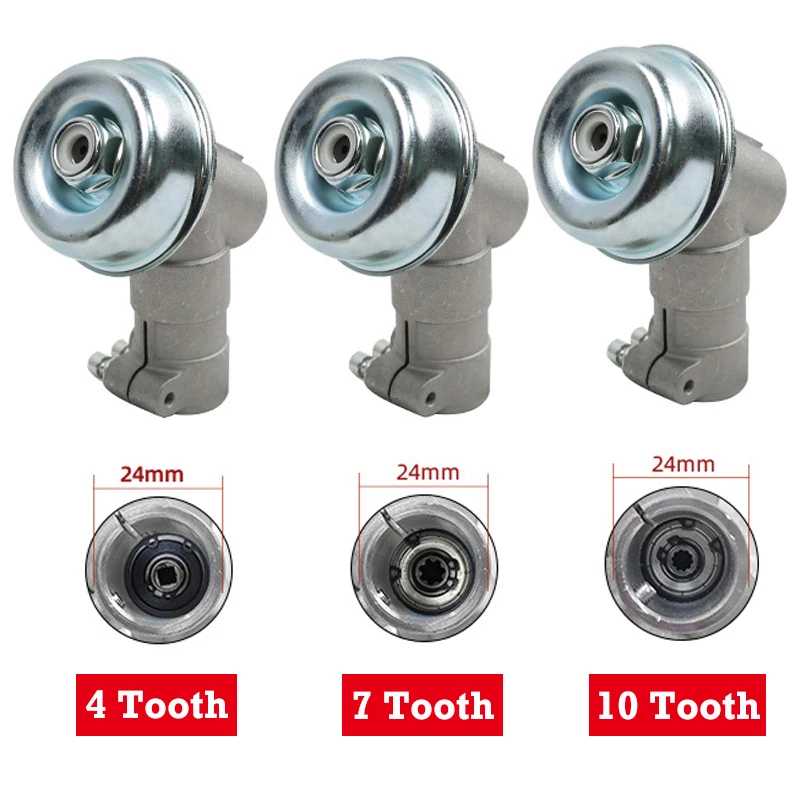 24mm 4/7/10-Tooth Working Head For Brush Cutter Lawn Mower Gear Head Operating Lever Gearbox Assembly Gardening Tool Parts