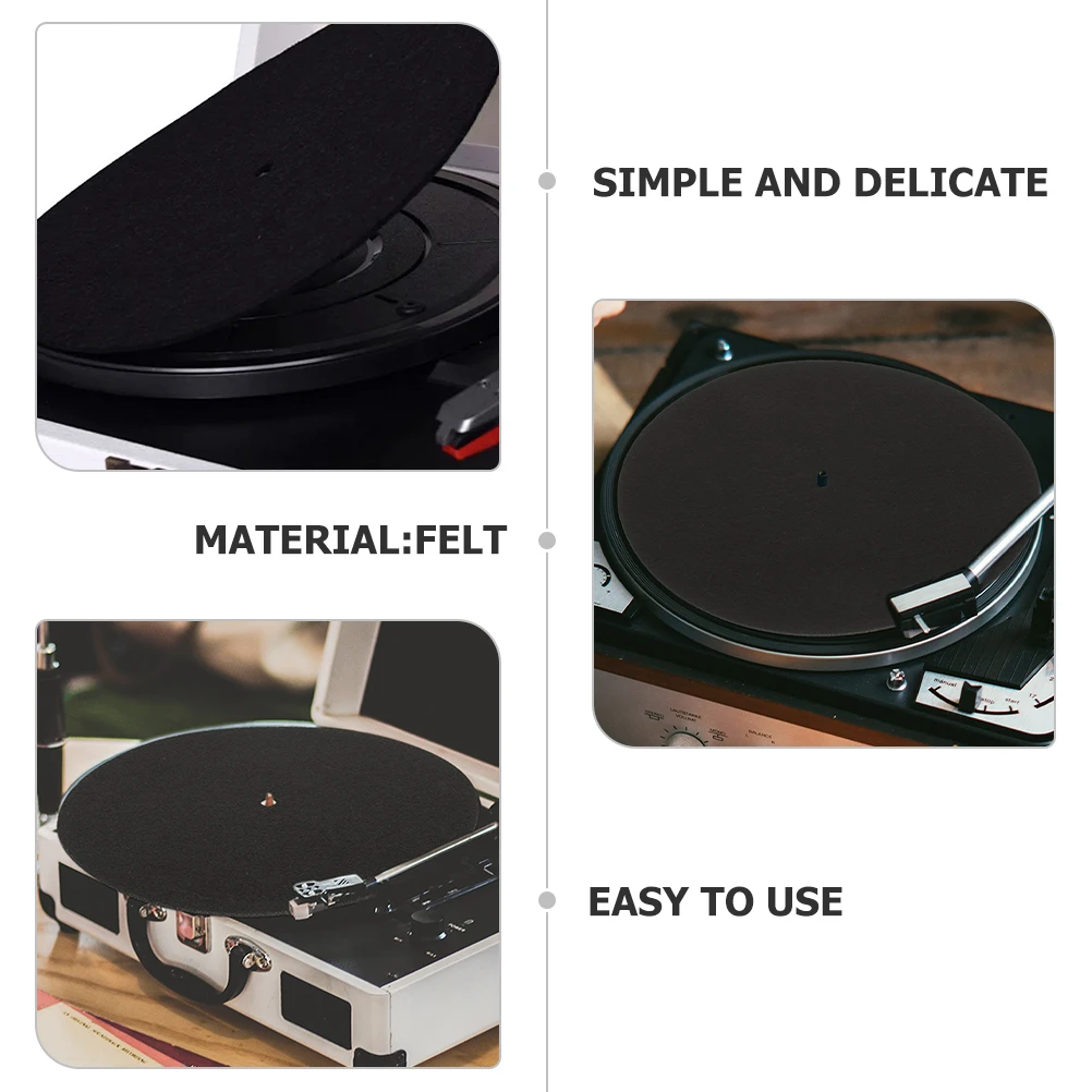 

2pcs Black Felt Turntable Mat 3mm Thick for 7 Inch Vinyl Records Non Slip Disc Protective Pad Record Player Accessories