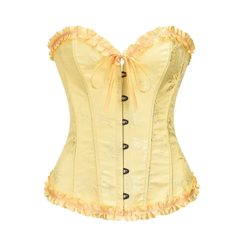 Women Corset Top Bustier Plus Size Sexy Overbust Corselet Blouse Lace up Floral Gothic Brocade Vintage Fashion Medieval