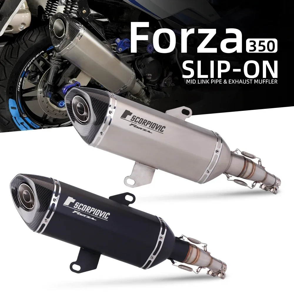 Motorcycle Exhaust Escape Link Pipe Modified Carbon Fiber 51mm Muffler For Honda FORZA300 FORZA350 FORZA 300 350 2018-2022