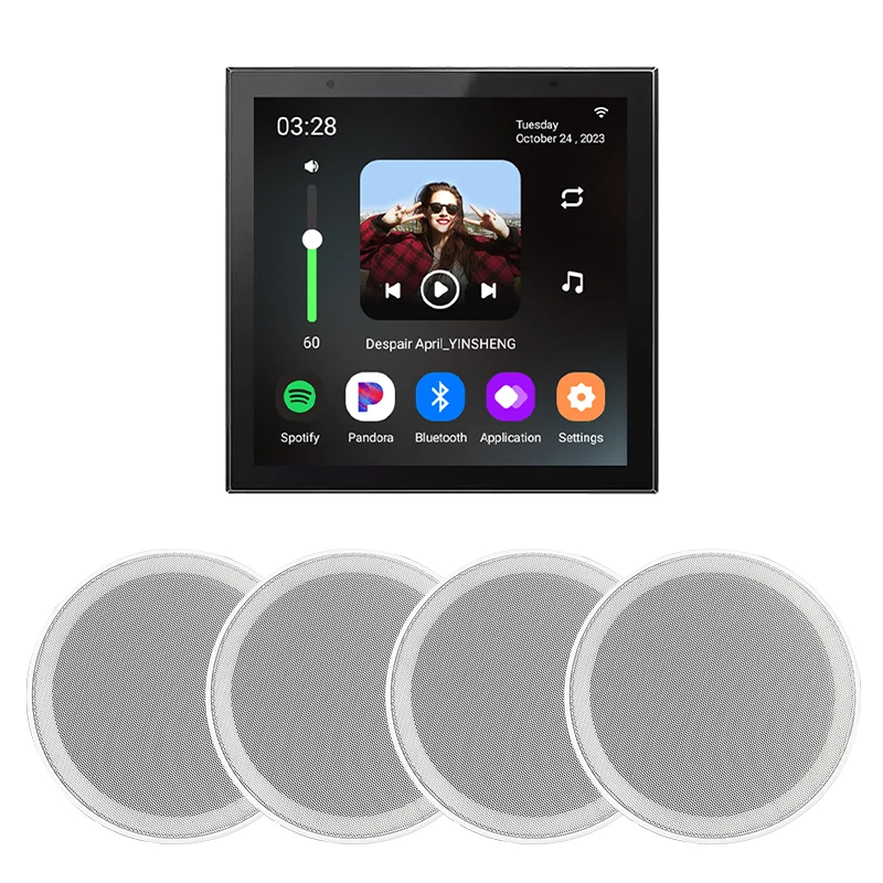 Two-way Bluetooth wall-mounted audio control panel Tuya Android touch music player smart home system matching ceiling speaker