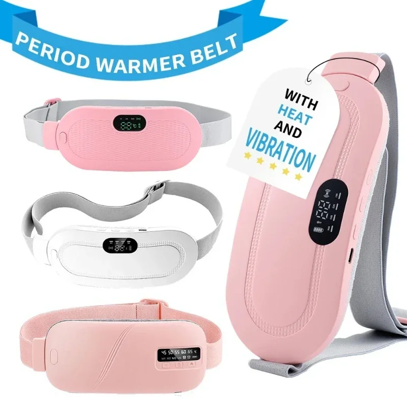 Electric Menstrual Heating Pad Smart Warm Palace Belt Abdominal Belly Vibration Massager Period Pain Relief Waist Cramps Device