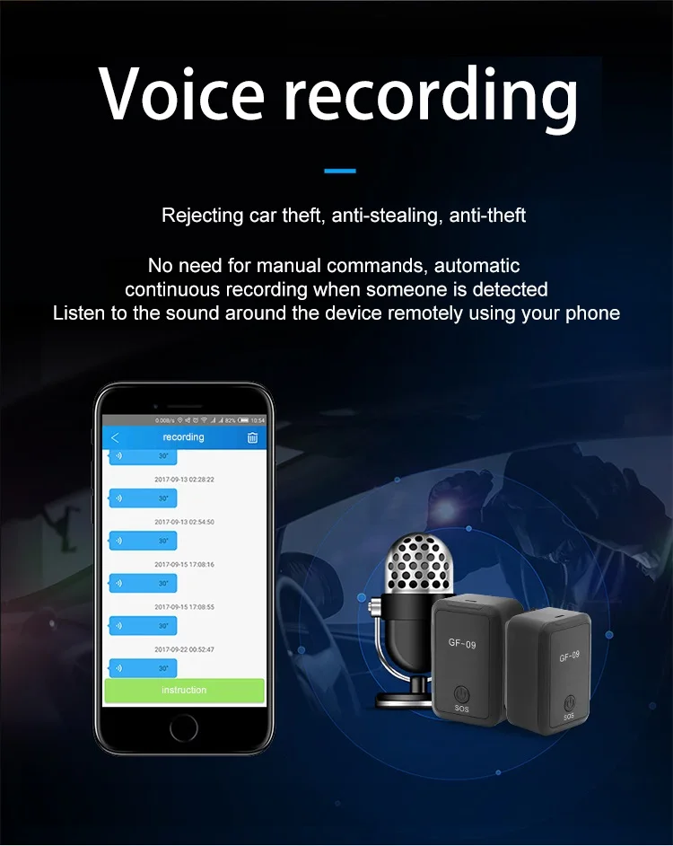 Imagem -05 - Gsm Gps Tracker Rastreamento em Tempo Real Localizador Anti-theft Gravação de Voz App Anti-lost Criança Gato Cão 2024 Gf09