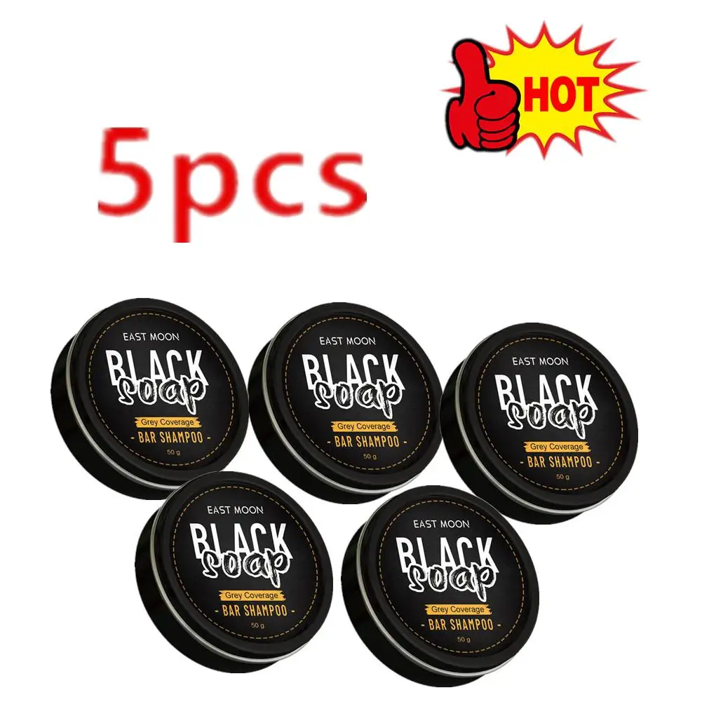 5PCS Hair Darkening Shampoo Bar Soap Anti Dandruff Deep Cleansing Improve Itchy Head Frizz Black Nourishment Beautiful Hair Care