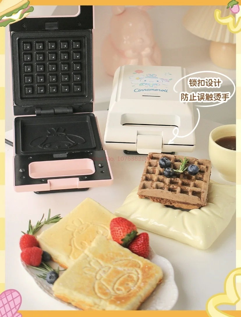 Anime Sanrio Melody Cinnamoroll Mini Electric Waffle Maker Portable Sandwich Breakfast Maker Multifunctional Baking Cake Maker