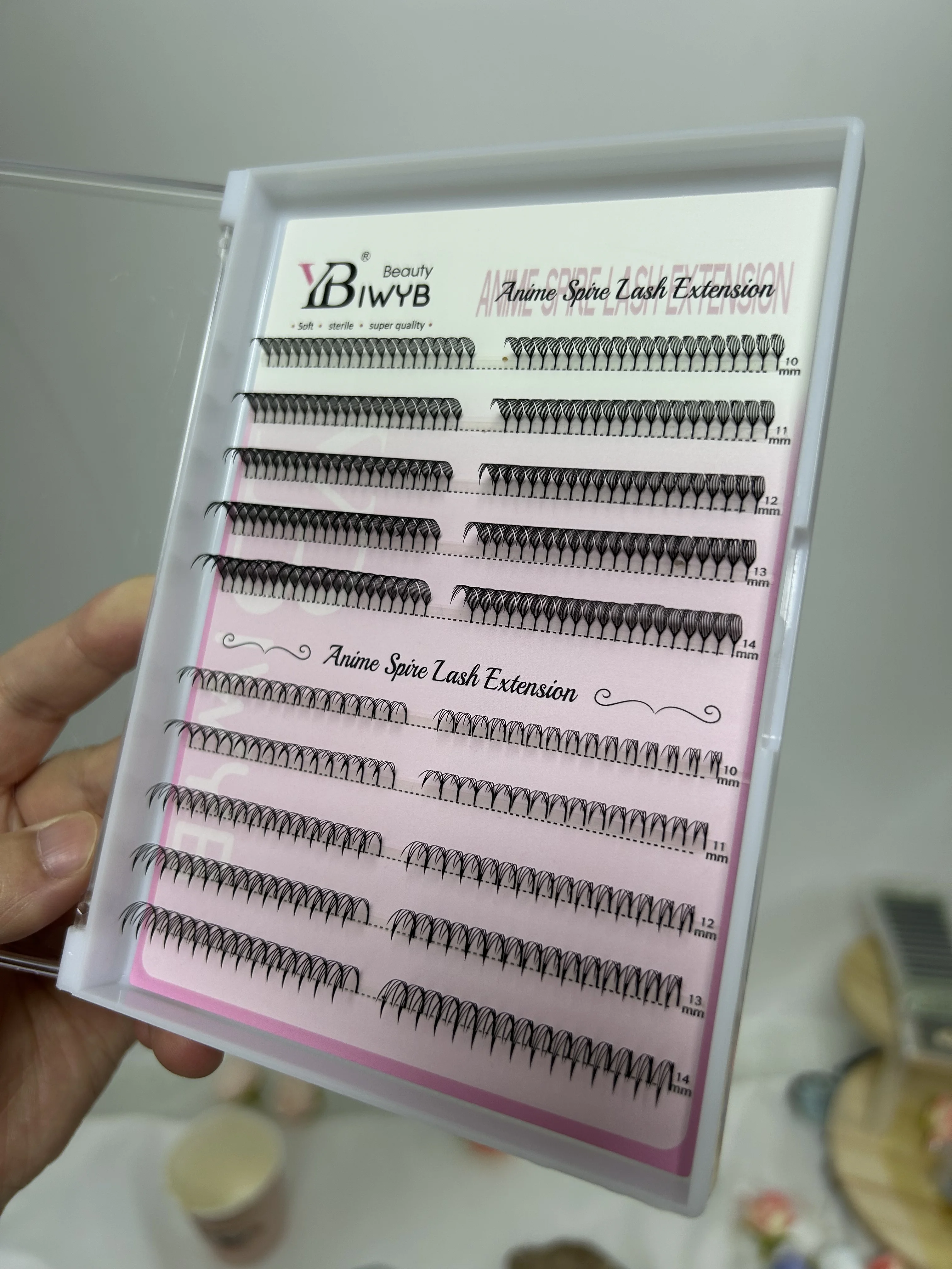 IWYB 10 خطوط كوميك سباير الرموش تمديد ريشة شكل الفردية جلدة مزيج مجموعة أنيمي جلدة أدوات ماكياج