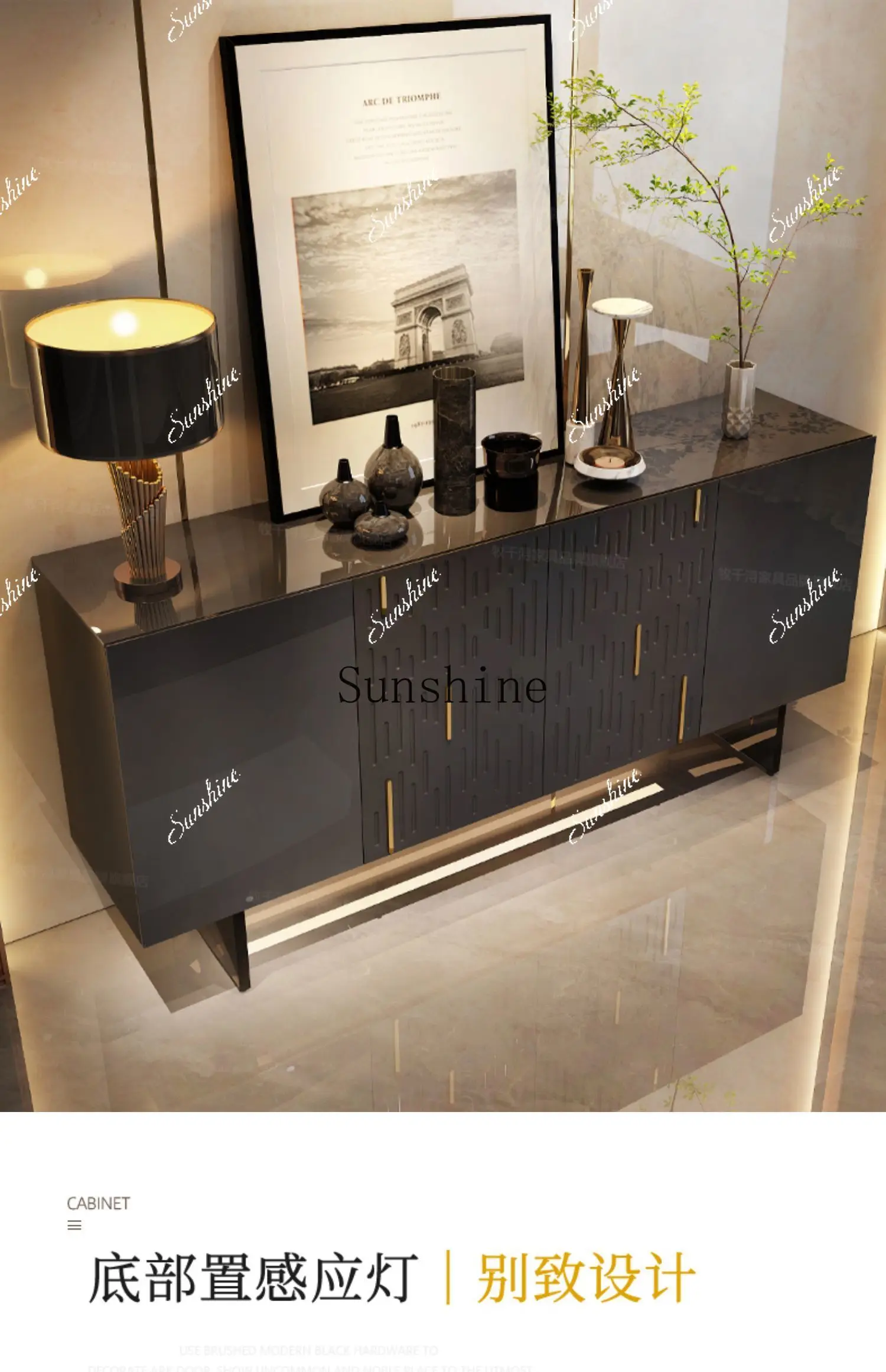Italian light luxury entrance villa high-end glass decorative cabinet  FT